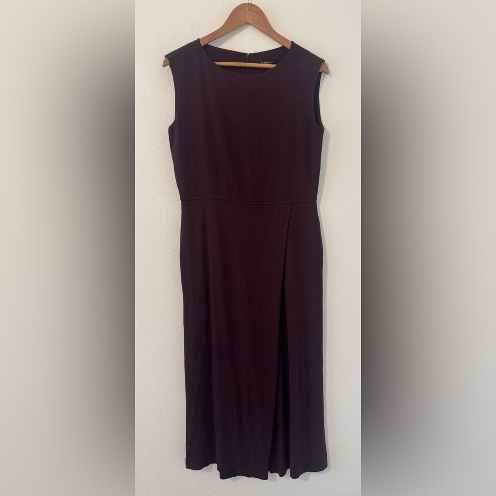 NWT Eileen Fisher Bateau Neck Wrap Jumpsuit Cropped Flowy Viscose Burgundy XS